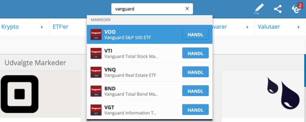 Vælg en Vanguard ETF