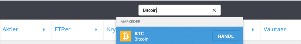 Søg efter Bitcoin på en Bitcoin Exchange som eToro.