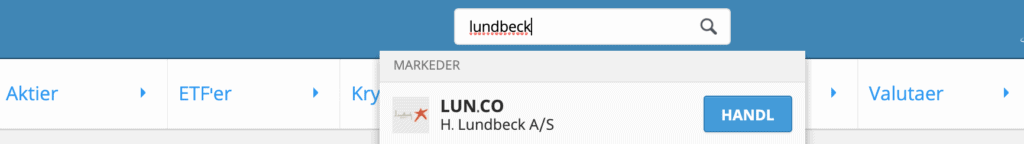 Søg efter Lundbeck aktier