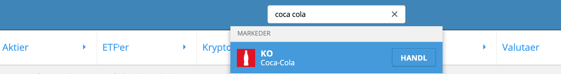 Soeg Coca Cola Aktier