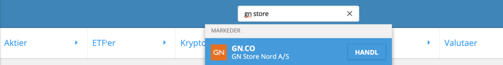 Søg efter GN Store Nord aktier.