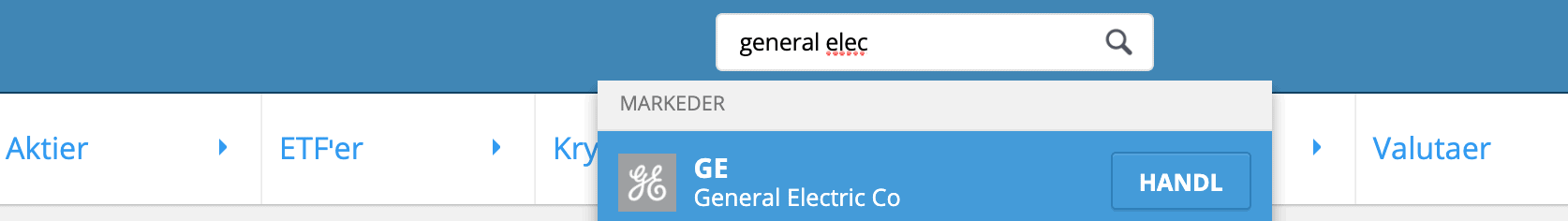 Soeg General Electric Aktier