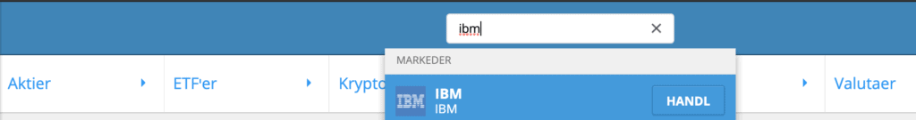 Søg efter IBM aktier på eToro.