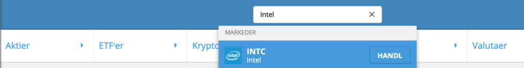 Søg efter Intel aktier på eToro.