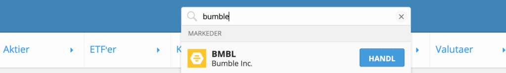 Søg efter Bumble aktier på eToro.