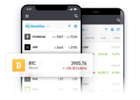 Få en Bitcoin konto via eToros app.