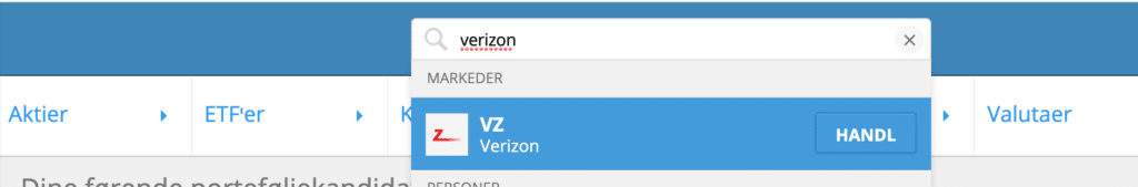 Søg efter Verizon aktier på eToro