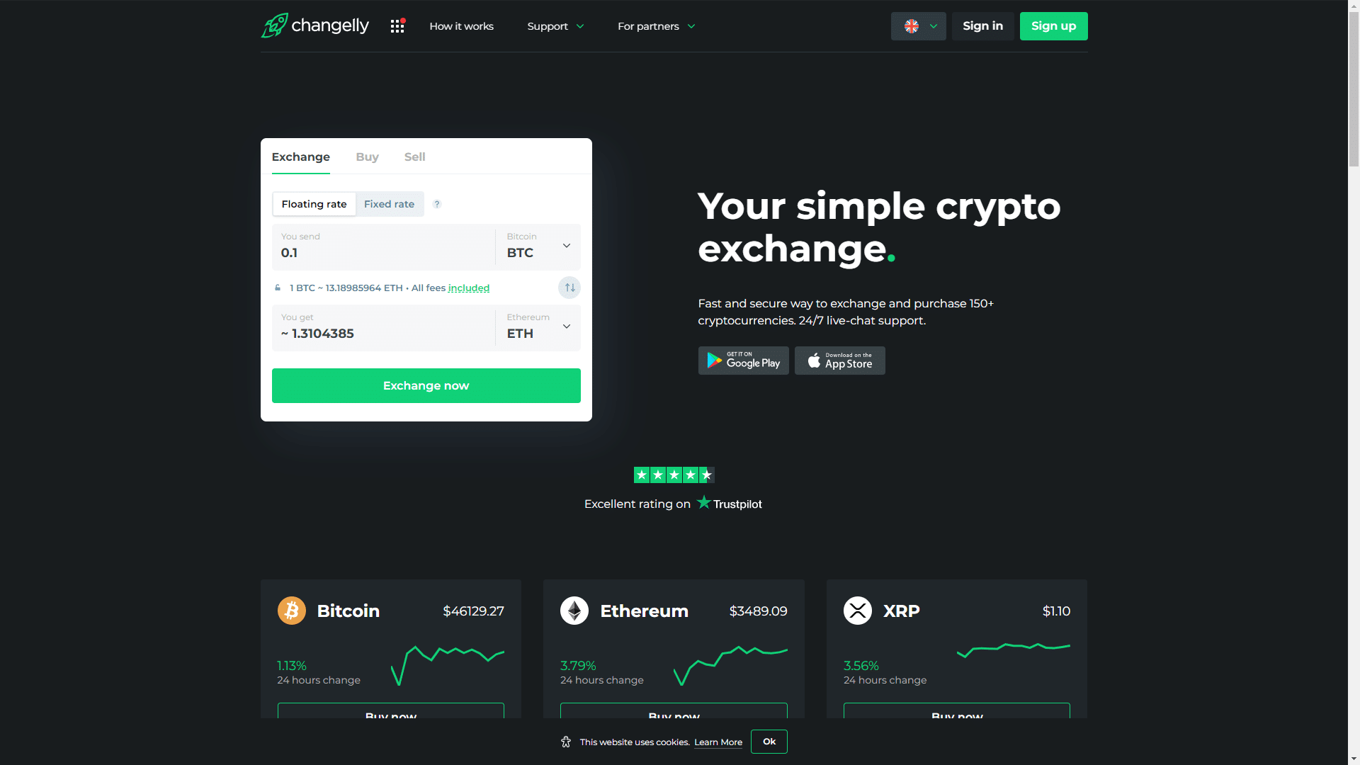 01 Changelly Landing Page