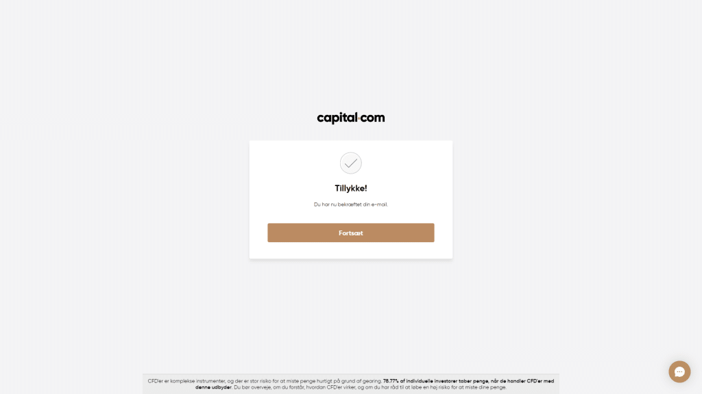 Du har nu bekræftet din e-mail på Capital.com.