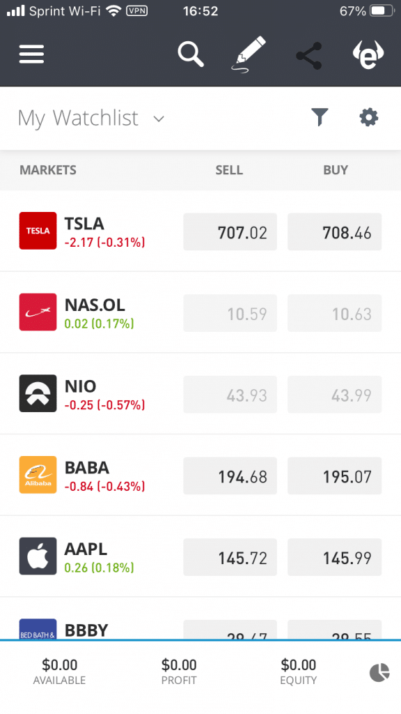 Køb også aktier på eToros aktie app.