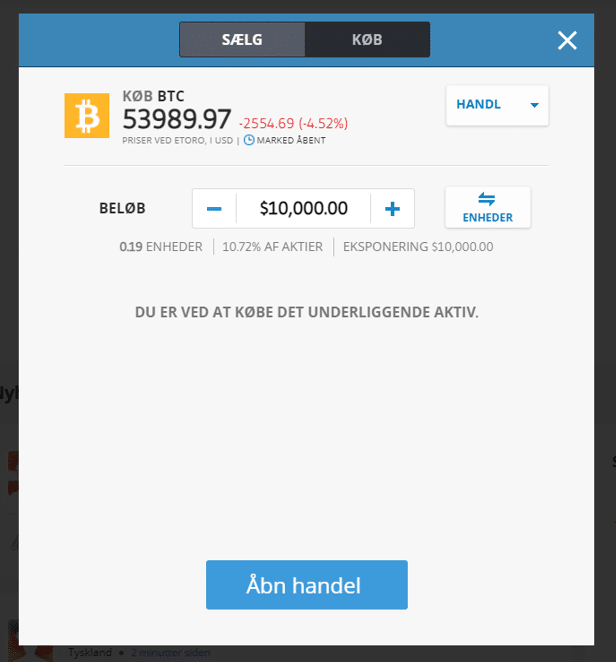 Køb Bitcoin på eToro