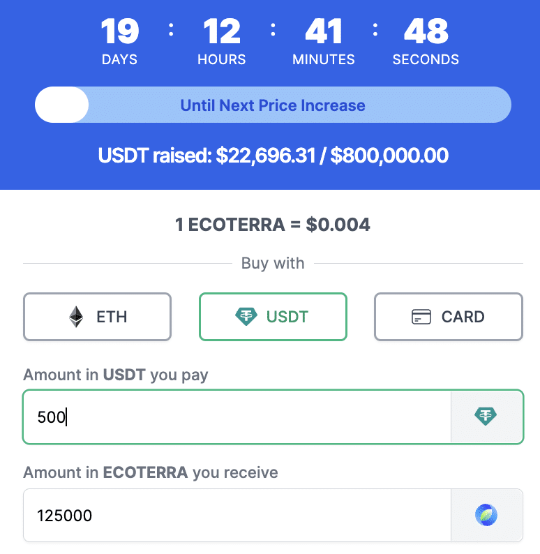 Indsæt penge så du kan købe Ecoterra