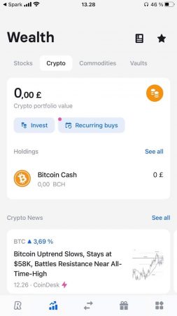 Køb Bitcoin på Revolut app'en.